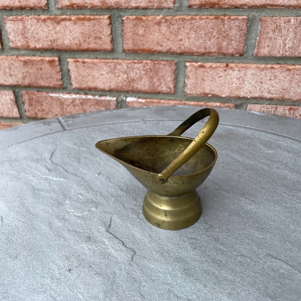 Mini Floral Brass Coal Ashtray Bucket